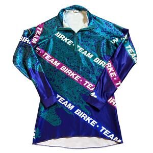 Vtg 1/4 Zip Baselayer Top Womens Medium Teal Purple Birkebeiner Birkie Ski